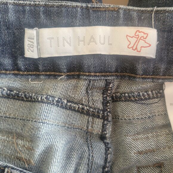 Tin Haul Wide Leg Jeans Women's 28 L Blue Denim Distressed Embellished Western - Picture 11 of 14